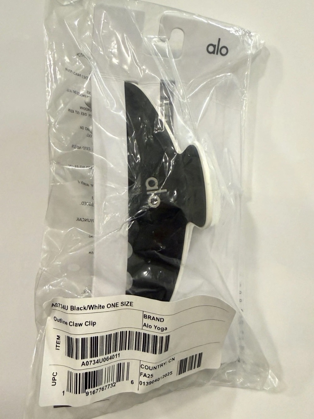 New Alo Outline Large Claw Clip - Black/White Authentic - Picture 5 of 6